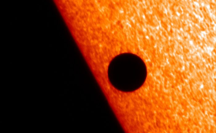 NASA's Hinode X-ray telescope captured Mercury in transit against the Sun's corona in Nov. 2006. Similar views are possible in H-alpha light. - Image Credit: NASA