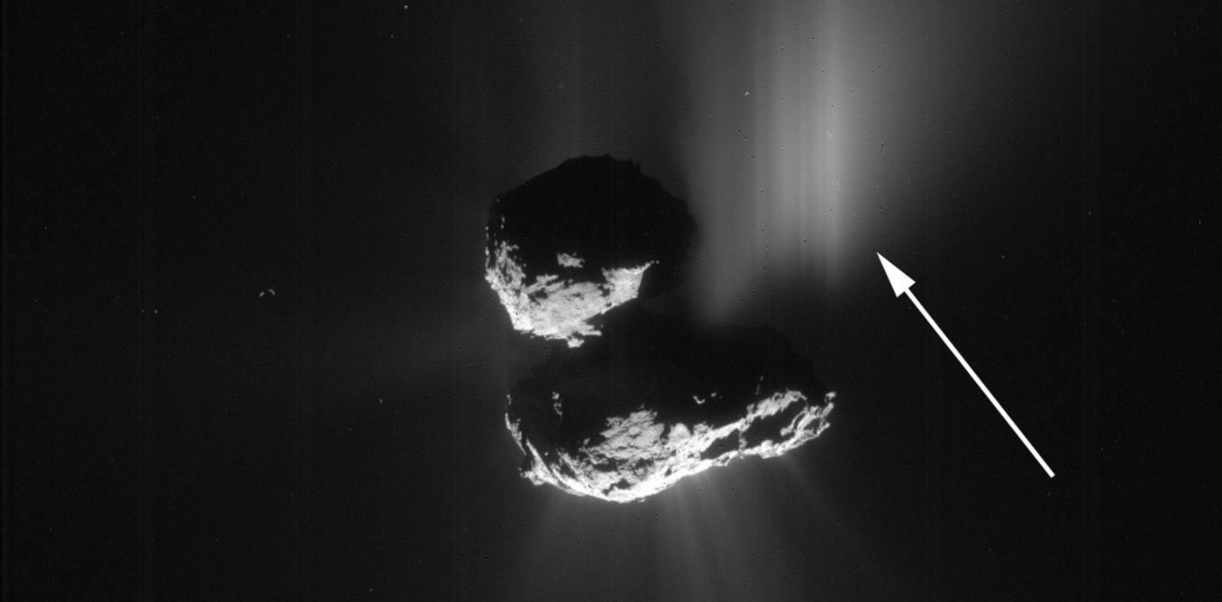 This comet 67P outburst was caused by a cliff collapse. - Image Credit: ESA/Rosetta/NavCam