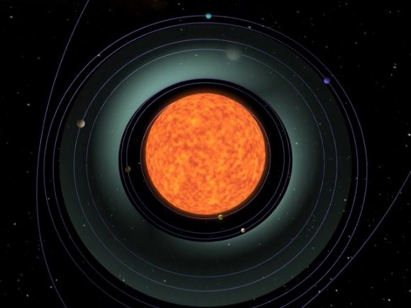 The Sun’s habitable zone in its red giant phase. Credit: NASA/Goddard Space Flight Center Conceptual Image Lab