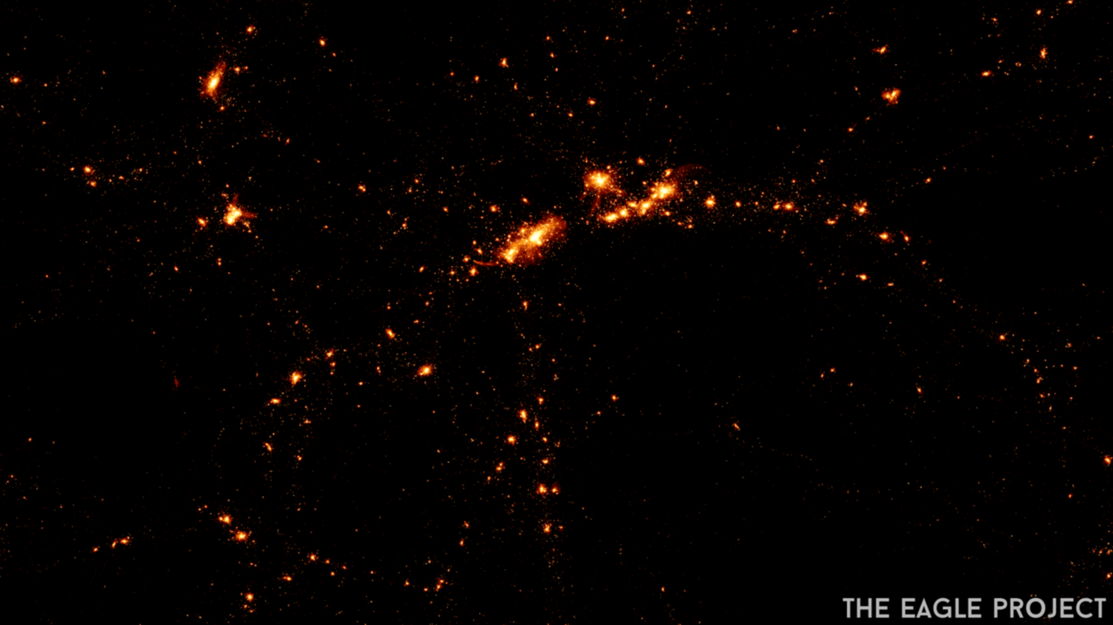 Numerical visualizations of the stars in galaxies forming in the early universe. - Image Credit: The Eagle Project, Durham University, CC BY-ND
