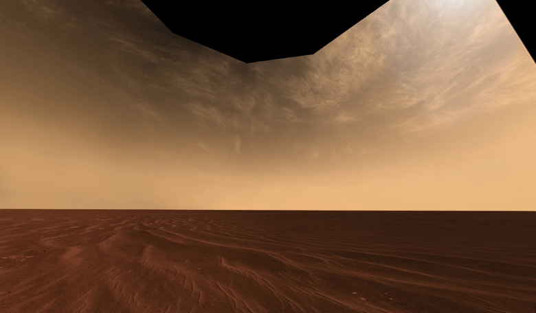 Panoramic image showing cirrus clouds in the Martian atmosphere, taken by the Opportunity rover in 2006. - Image Credit: NASA/JPL/Cornell/M. Howard, T. Öner, D, Bouic & M. Di Lorenzo