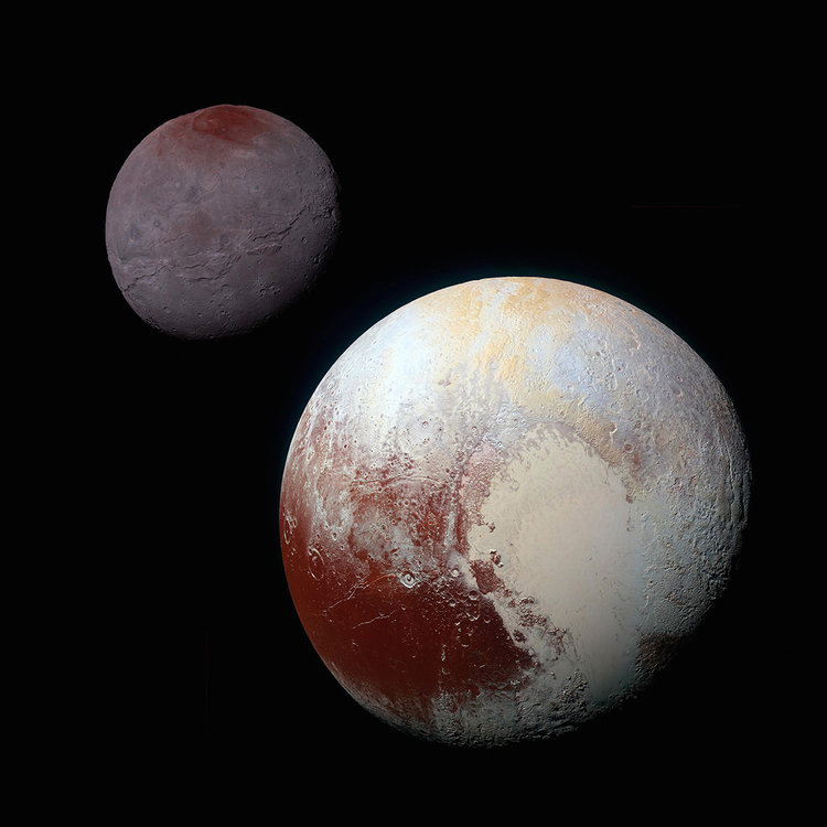 Pluto and Charon lie 3.1 billion miles from Earth, a long way for light to travel. We see them as they were more than 4 hours ago. - Image Credit: NASA/JHUAPL/SwRI