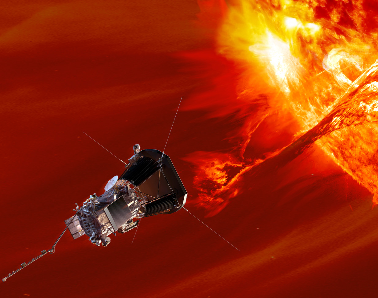 NASA's Solar Probe Plus will enter the sun's corona to understand space weather using a Faraday cup developed by the Smithsonian Astrophysical Observatory and Draper. - Image Credit: NASA/Johns Hopkins University Applied Physics Laboratory