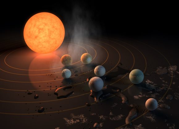 Artist’s concept of the TRAPPIST-1 star system, an ultra-cool dwarf that has seven Earth-size planets orbiting it. We’re going to keep finding more and more solar systems like this, but we need observatories like WFIRST to understand the planets better. - Image Credits: NASA/JPL-Caltech