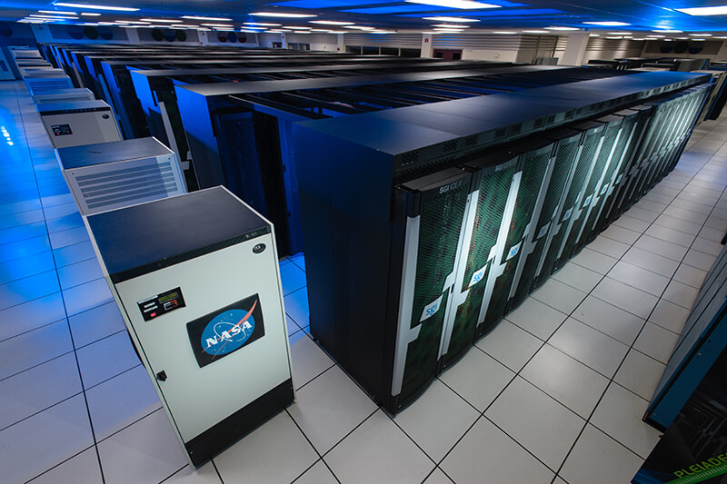 The addition of Haswell processors in 2015 increased the theoretical peak processing capability of Pleiades from 4.5 petaflops to 5.3 petaflops. Credit: NASA