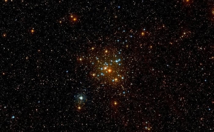 Image of the open star cluster Messier 41, highlighting its combination of red dwarf, white dwarf and K3-type class stars. - Image Credit: Wikisky