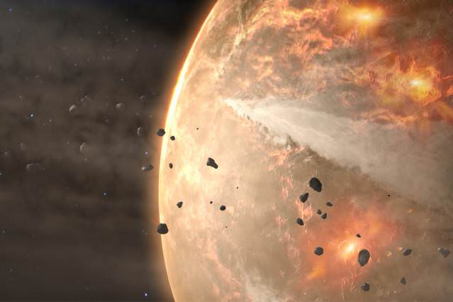 Earth's Hadean Eon is a bit of a mystery to us, because geologic evidence from that time is scarce. Researchers at the Australian National University have used tiny zircon grains to get a better picture of early Earth. - Image Credit: NASA