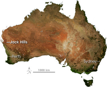 The Jack Hills in Western Australia contain the oldest rocks known to exist on Earth. A team studying them concludes that early Earth was mostly a water world. - Image Credit: NASA Earth Observatory