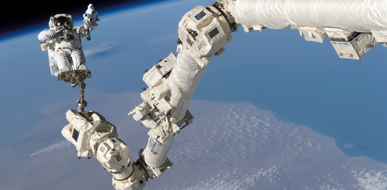 STS Steve Robinson on Canadarm - Image Credit: NASA