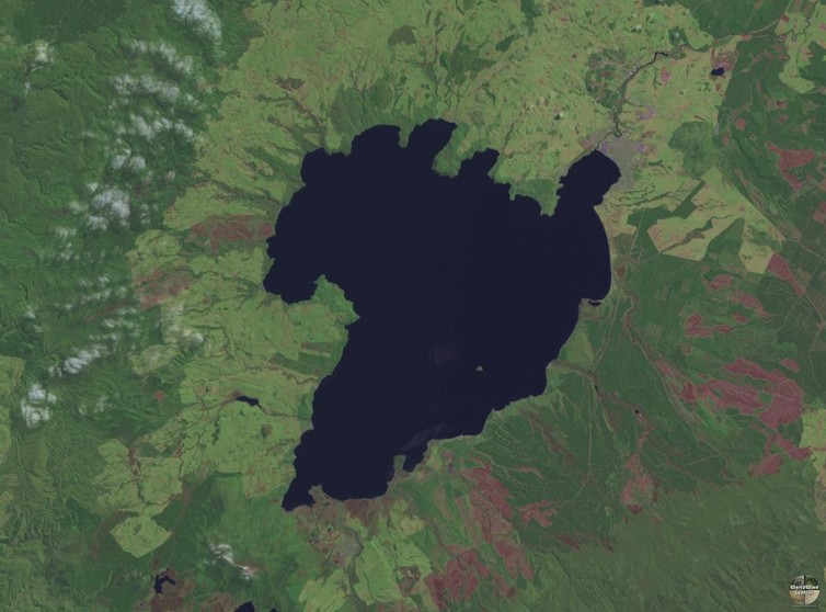 Lake Taupo is the caldera of the region’s largest volcano. - Image Credit: NASA/Wikimedia Commons , CC BY-ND