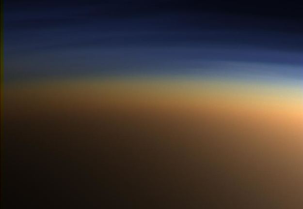 Image of Titan's atmosphere, snapped by the Cassini spacecraft. - Image Credit: NASA/JPL/Space Science Institute