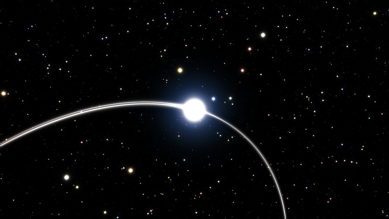 Artist’s impression of part of S2s orbit around the supermassive black hole at the center of the Milky Way. - Image Credit: ESO/M. Parsa/L. Calçada