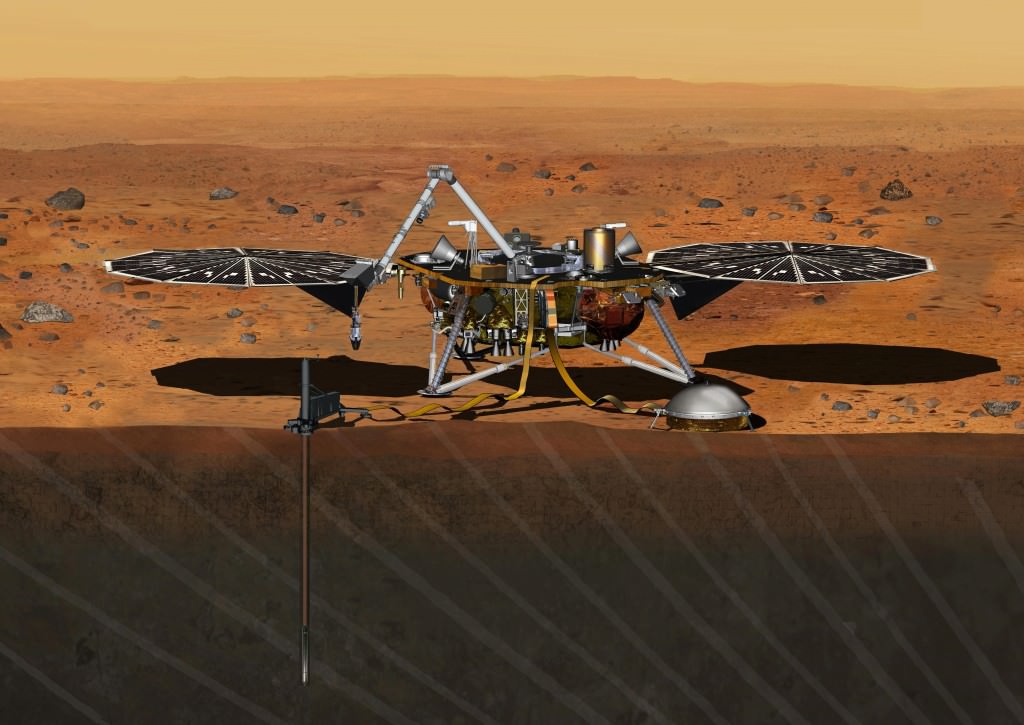 Artist's conception of the NASA InSight Mars lander. - Image Credit: NASA/JPL-Caltech