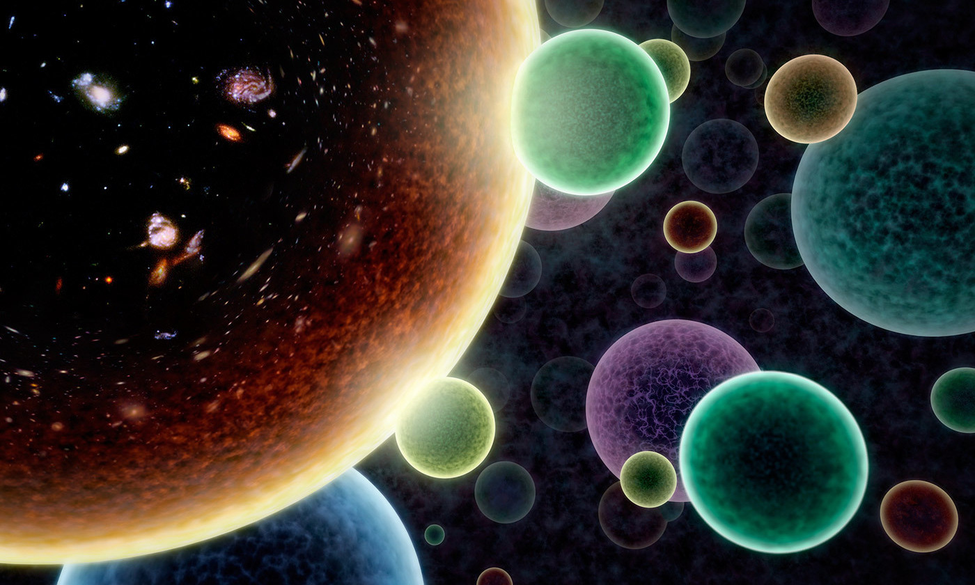 Artwork illustrating the concept of an alternate ‘bubble’ universe in which our universe (left) is not the only one. Some scientists think that bubble universes may pop into existence all the time, and occasionally nudge ours. - Image Credit: NASA/JPL-Caltech/R. Hurt (IPAC)