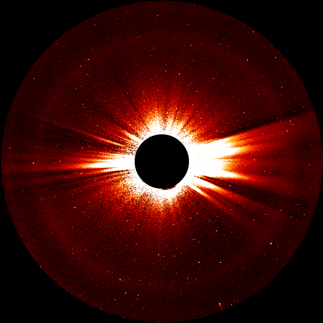 The comet entered the bottom of STEREO’s view and crossed it diagonally before leaving on Oct. 28. Most of the corona has been suppressed in order to bring out the comet, leaving only the dynamic flow of the solar wind. - Image Credits: NASA’s Goddard Space Flight Center/STEREO/Bill Thompson/Joy Ng
