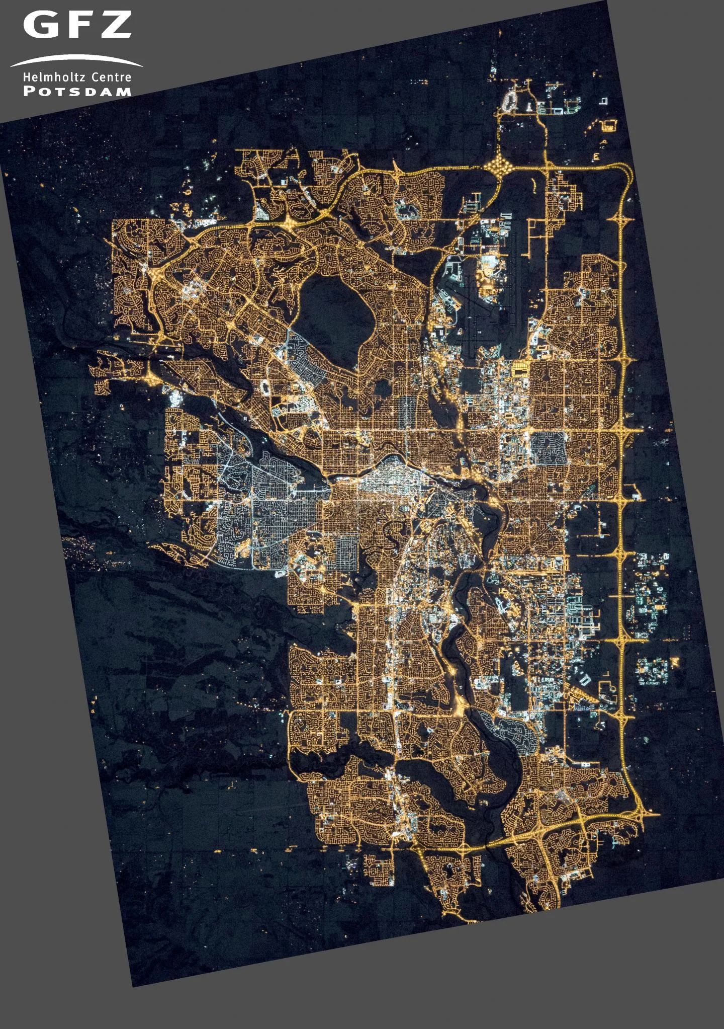 Photograph of Calgary, Alberta, Canada, taken from the International Space Station on Nov. 27th, 2015. - Image Credit: NASA’s Earth Observatory/Kyba, GFZ