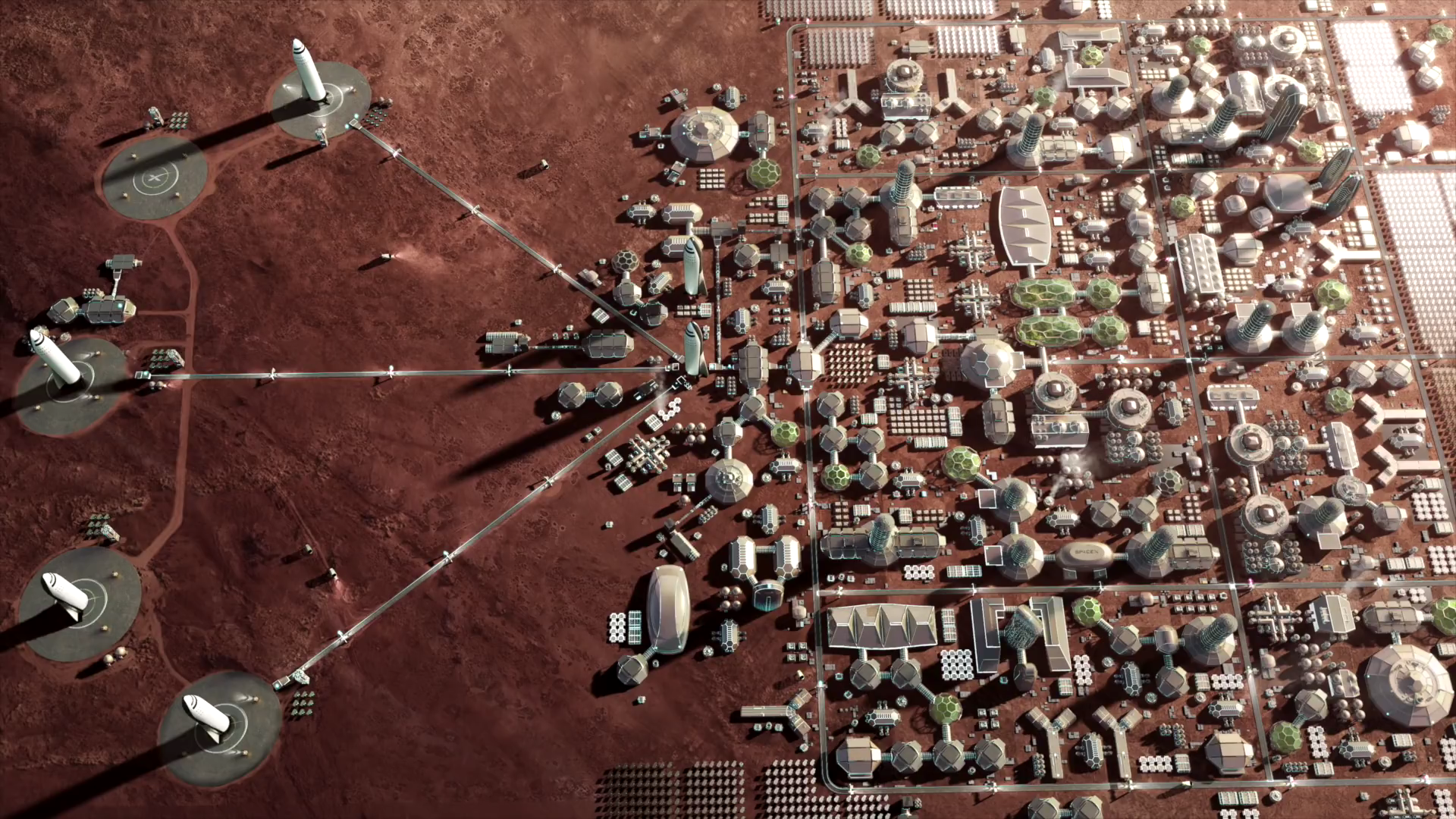 An artistic rendering of Elon Musk’s Mars colonization plan. - Image Credit: SpaceX via Wikimedia Commons .
