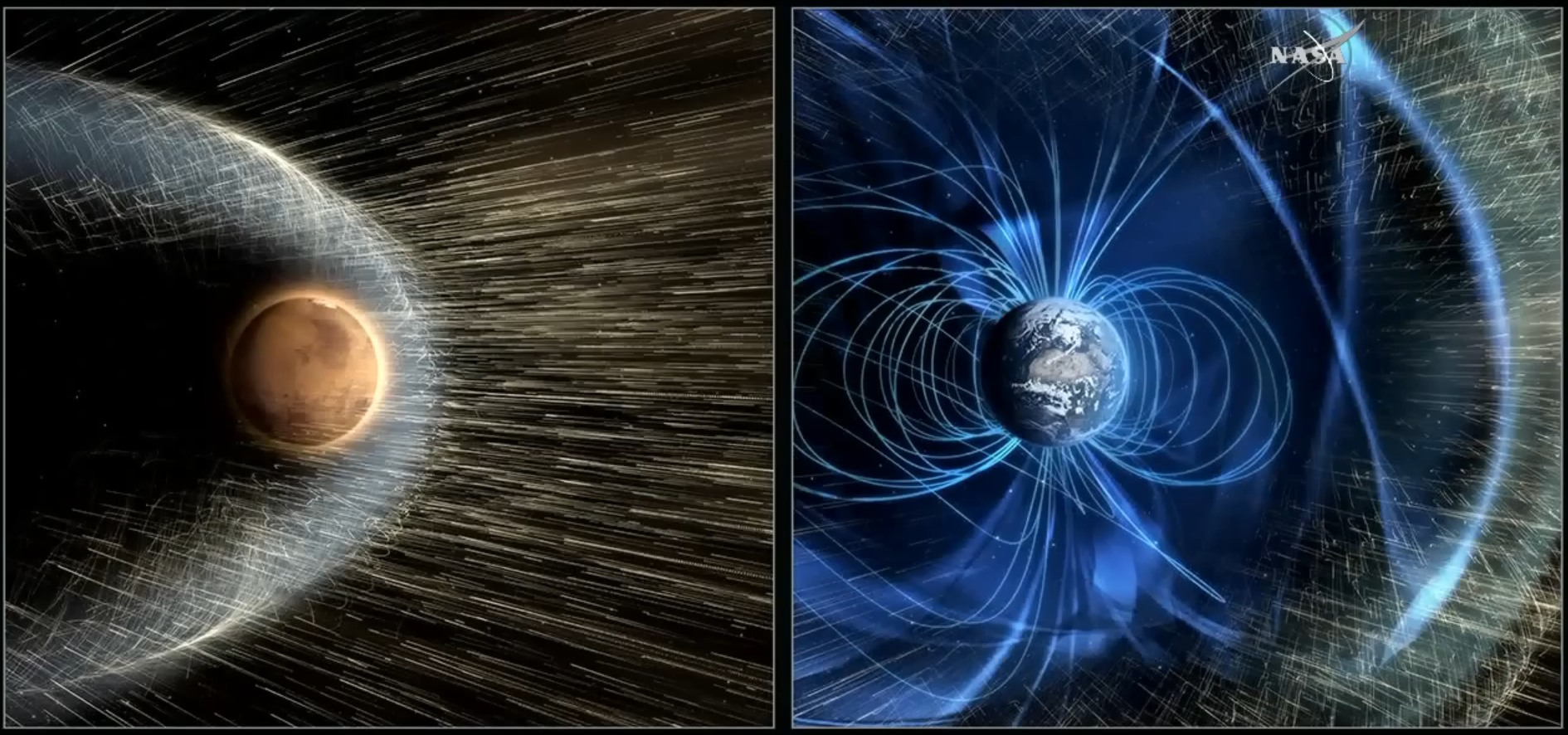 At one time, Mars had a magnetic field similar to Earth, which prevented its atmosphere from being stripped away. - Image Credit: NASA