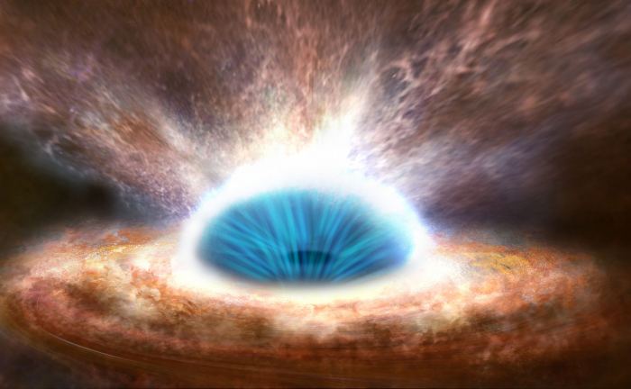 Artist's impression of the black hole wind at the center of a galaxy. - Image Credit: ESA