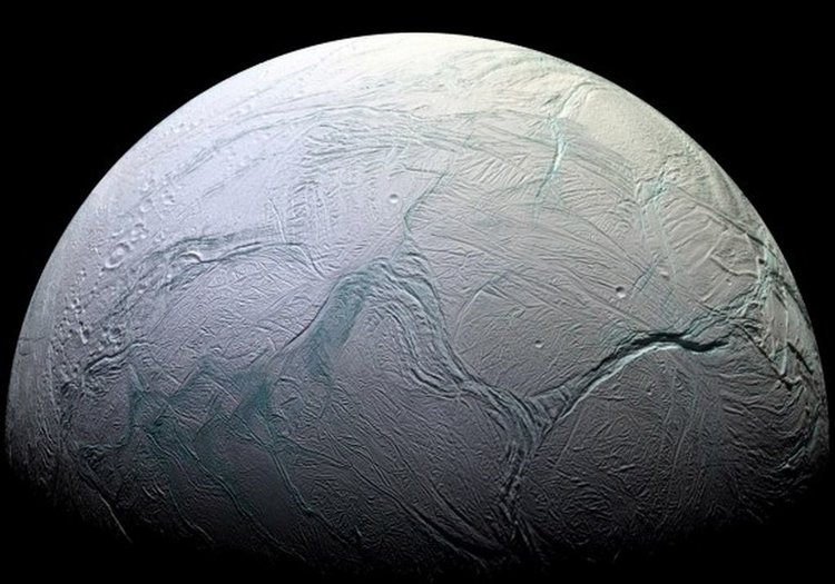 Scientists recently determined that a certain strain of Earth bacteria could thrive under conditions found on Enceladus. - Image Credit: NASA/JPL/Space Science Institute