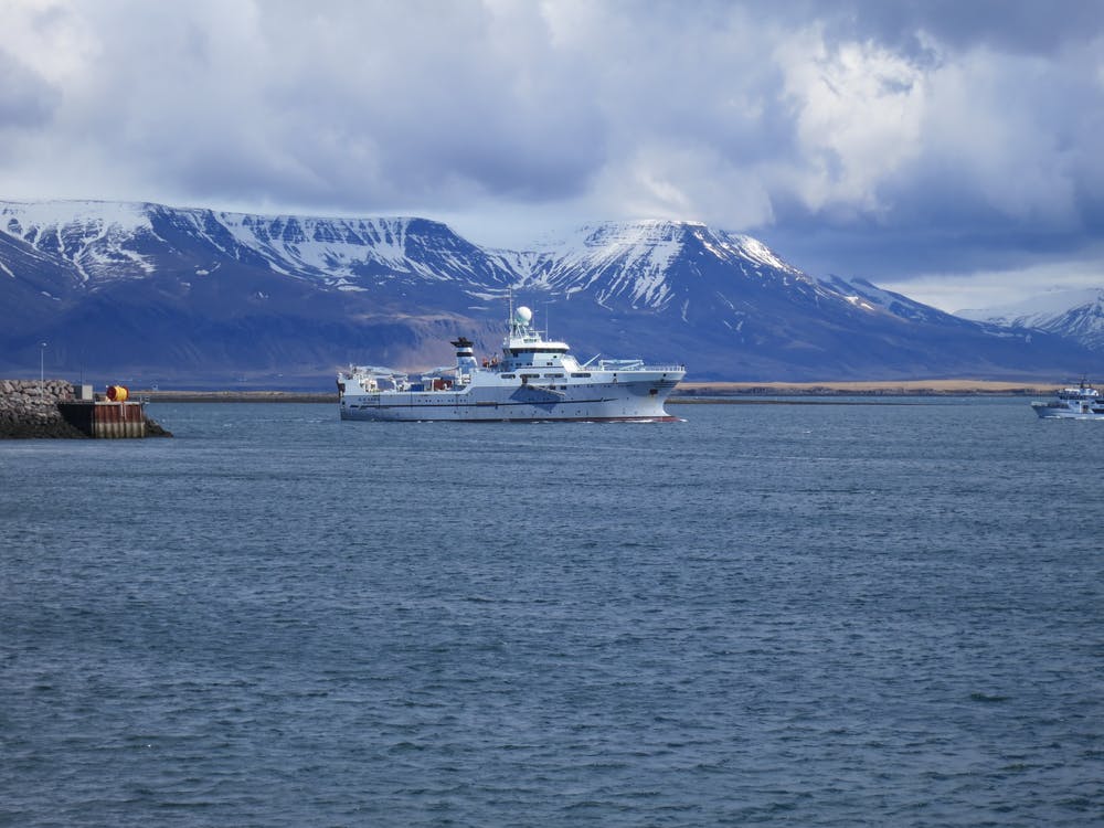 The Norwegian research vessel GO Sars arriving in Reykjavik, Iceland, on a plankton sampling trip. - Image Credit: Ann Bucklin (UConn), CC BY-ND