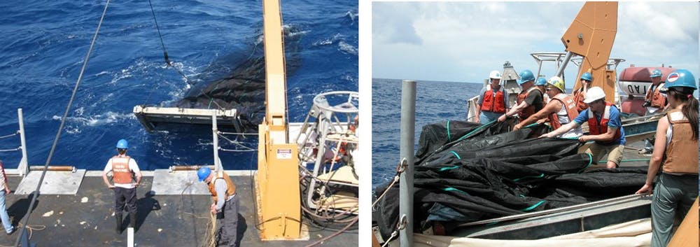 Sampling deep sea zooplankton using a MOCNESS Multiple Opening Closing Net and Environmental Sensing System.- Image Credit: Peter H. Wiebe, CC BY-ND
