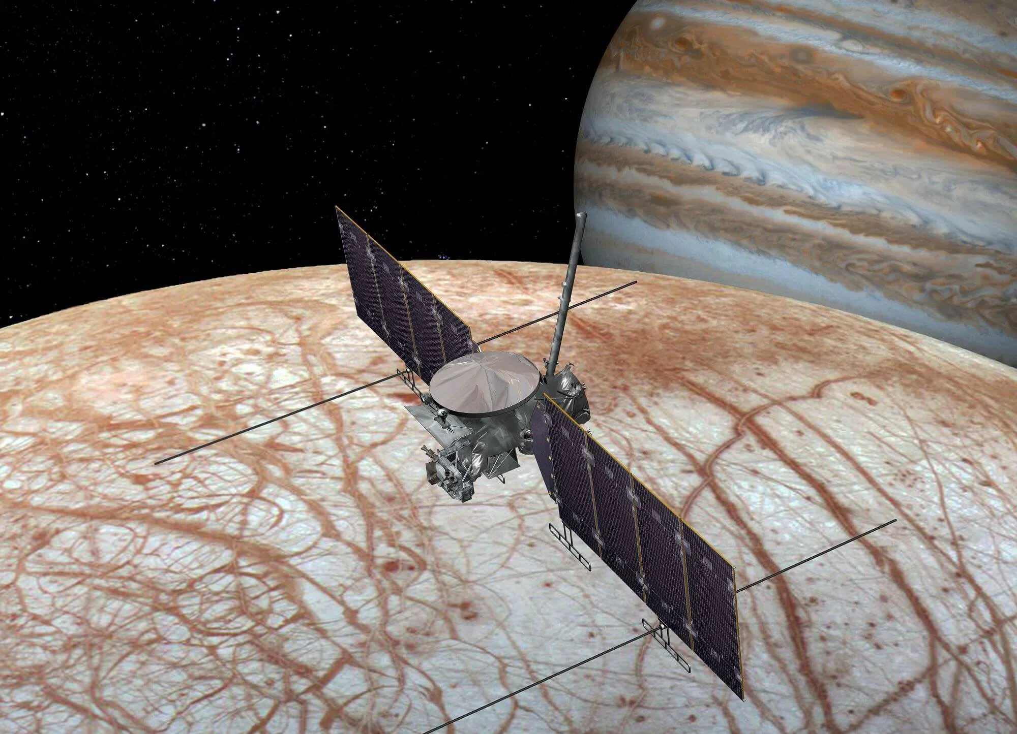 Artist’s concept of a Europa Clipper mission. - Image Credit: NASA/JPL