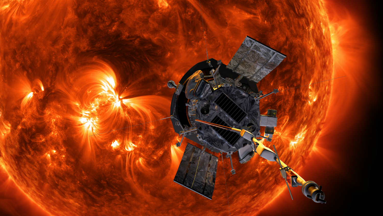 An illustration of Parker Solar Probe approaching the Sun. - Image Credits: NASA/Johns Hopkins APL/Steve Gribben