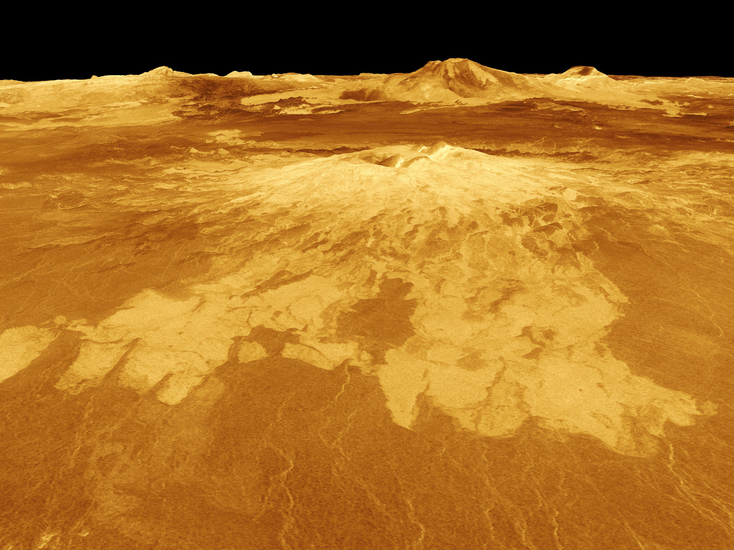 The lifeless surface of Venus shows the consequences of a runaway greenhouse effect. - Image Credit: NASA