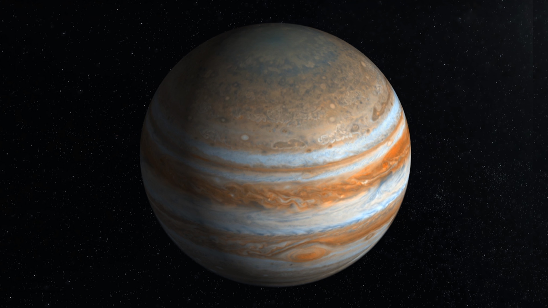 This visualization was created from images captured by NASA’s Juno spacecraft, which has been studying Jupiter since it arrived there July 4, 2016. - Image Credit: NASA/JPL/SwRI