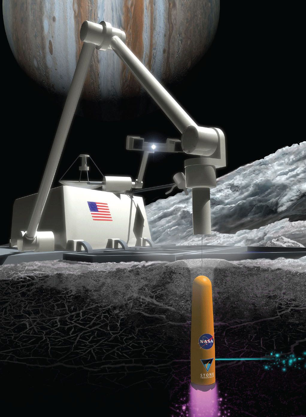 Digging into the ice on Europa with lasers