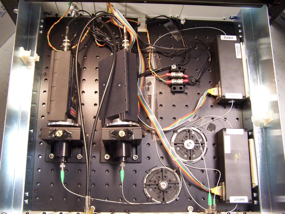 A look inside a prototype of the hardware that exchanges quantum cryptography keys. - Image Credit: National Institute of Standards and Technology/Wikimedia Commons