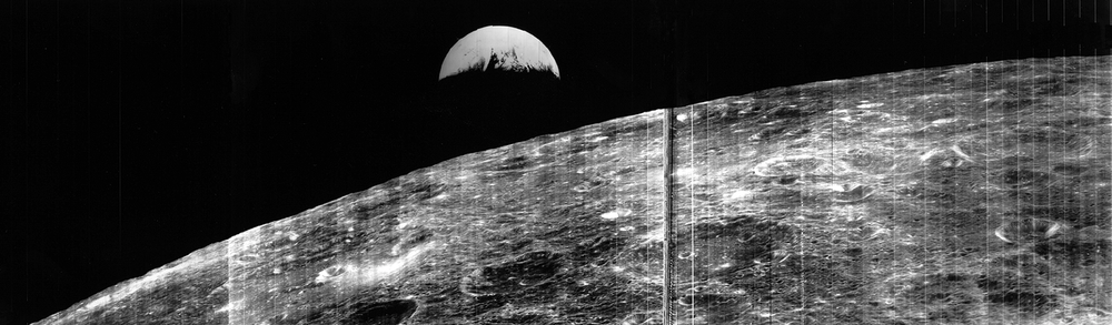 The non-human version of Earthrise from Lunar Orbiter in 1966. - Image Credit: NASA