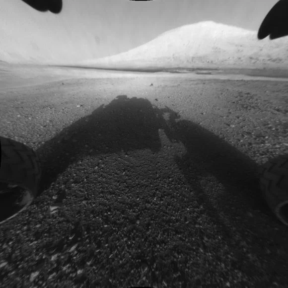MSL Curiosity captured this image from its landing site at Gale Crater. In the distance is Mt. Sharp, or Aeolis Mons, Curiosity’s eventual target. - Image Credit: By NASA/JPL-Caltech.