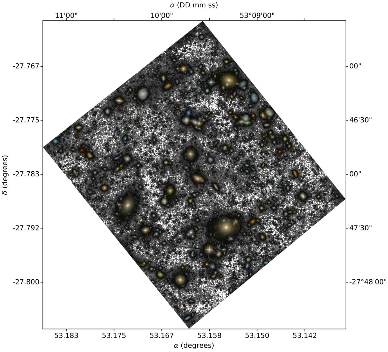 The first ABYSS HUDF mosaic. - Image Credit: Borlaff (et al)/ABYSS/IAC