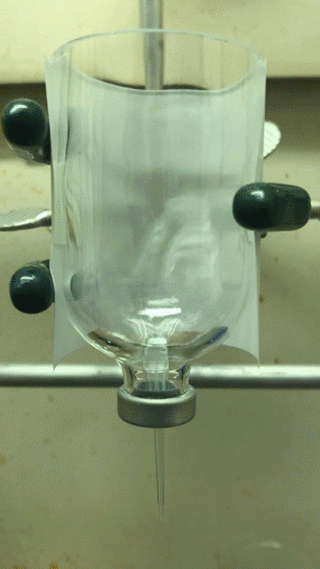 A time-lapse video of a miniature hydrothermal chimney forming in the lab, as it would in early Earth's ocean. Natural vents can continue to form for thousands of years and grow to tens of yards (meters) in height. - Image Credit: NASA/JPL-Caltech/Flores - (click to enlarge)