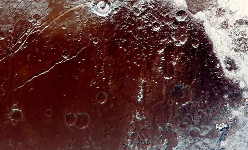 800km wide view of part of Cthulhu Regio, extracted from the most detailed colour map of Pluto.&nbsp;- Image Credit: NASA/Johns Hopkins University Applied Physics Laboratory/Southwest Research Institute