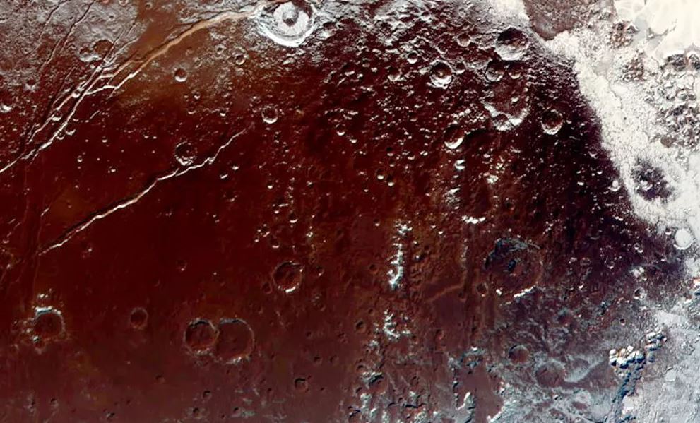 800km wide view of part of Cthulhu Regio, extracted from the most detailed colour map of Pluto. - Image Credit: NASA/Johns Hopkins University Applied Physics Laboratory/Southwest Research Institute