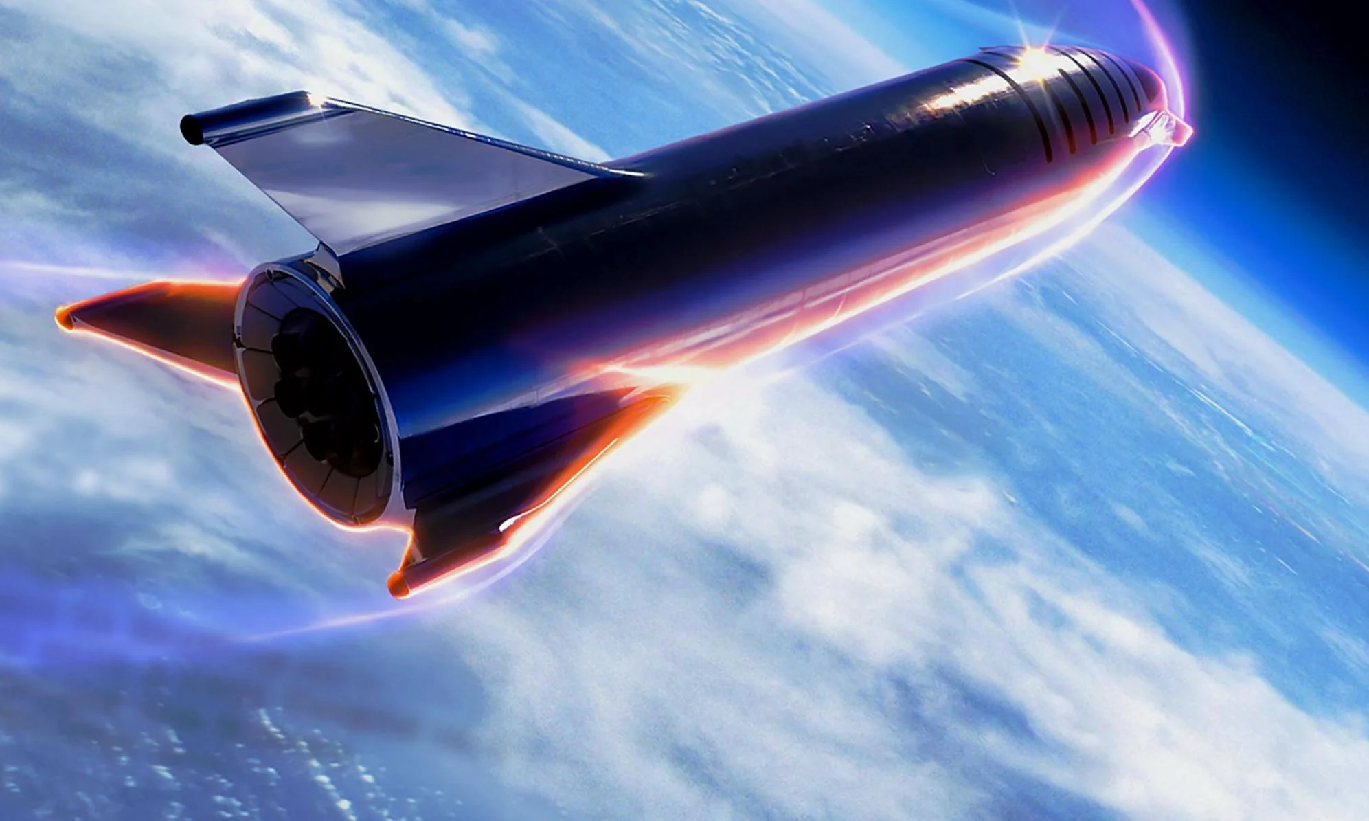 SpaceX Releases a New Render of What the All-Steel Starship Will Look Like Returning to Earth