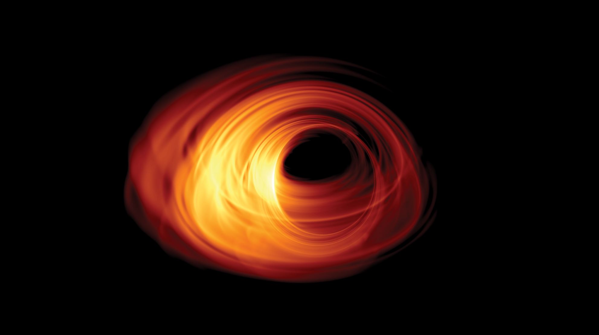 Simulated image of an accreting black hole - Image Credit: Bronzwaer/Davelaar/Moscibrodzka/Falcke/Radboud University via eso.org