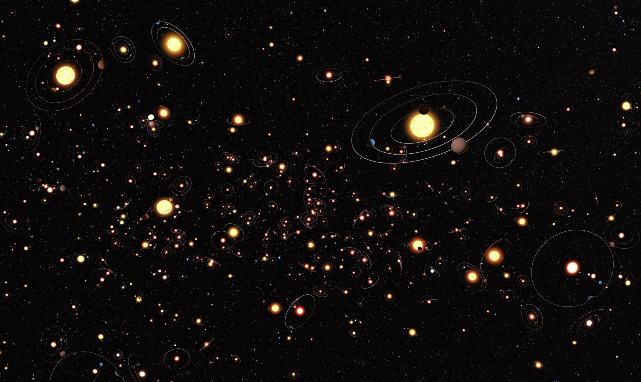 Artist's impression of how commonly planets orbit the stars in the Milky Way - Image Credit: ESO/M. Kornmesser via Wikimedia Commons