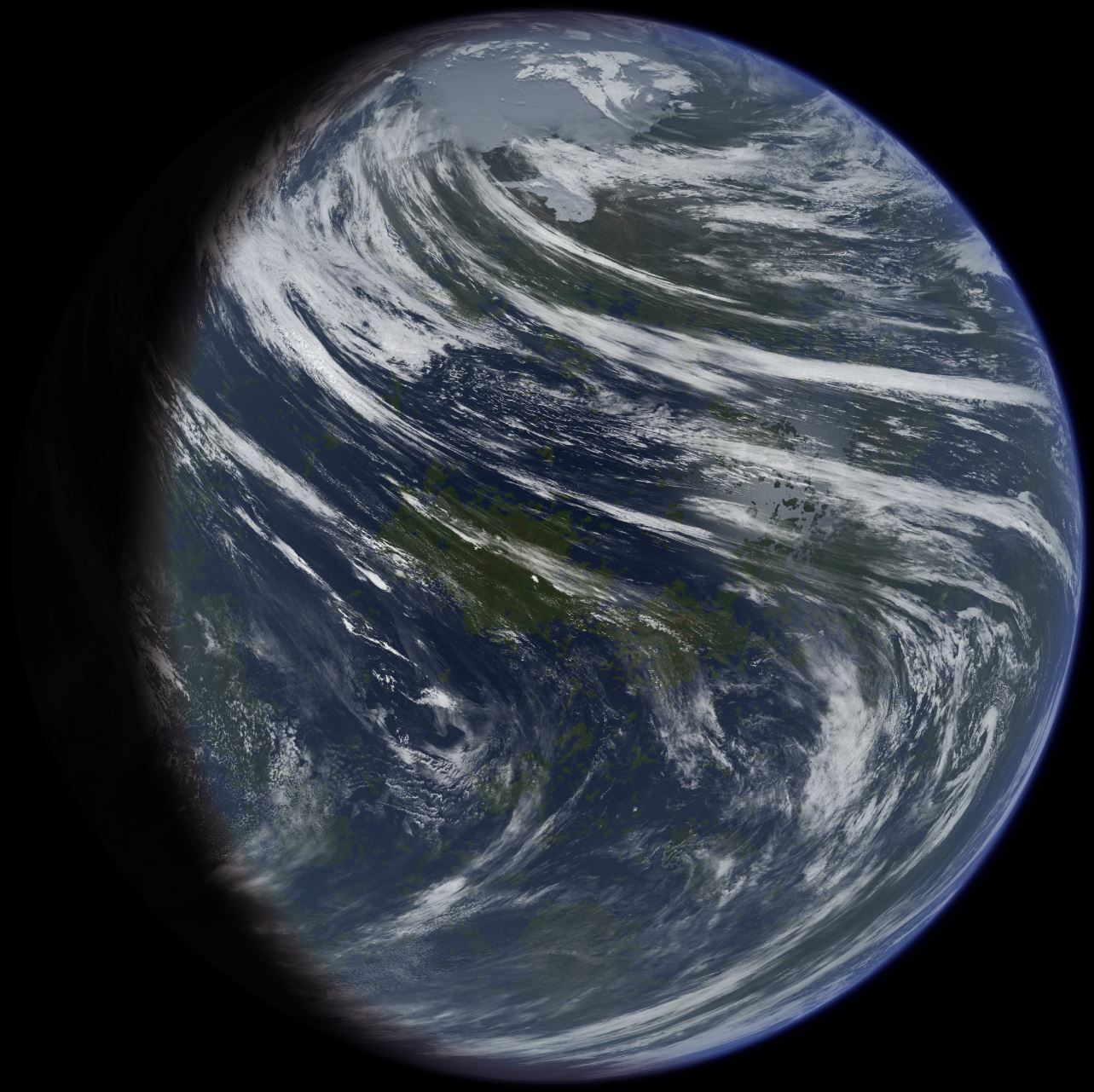Artist’s conception of a terraformed Venus, showing a surface largely covered in oceans - Image Credit: Ittiz via Wikimedia Commons