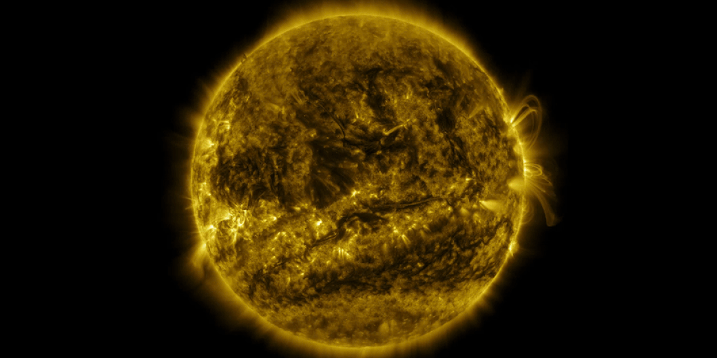 This is an animated .gif created from images of the Sun taken by NASA's Solar Dynamics Observatory, which observes the Sun 24/7. This image shows the Sun in a wavelength (171 angstrom) of ultraviolet light. - Credit: NASA