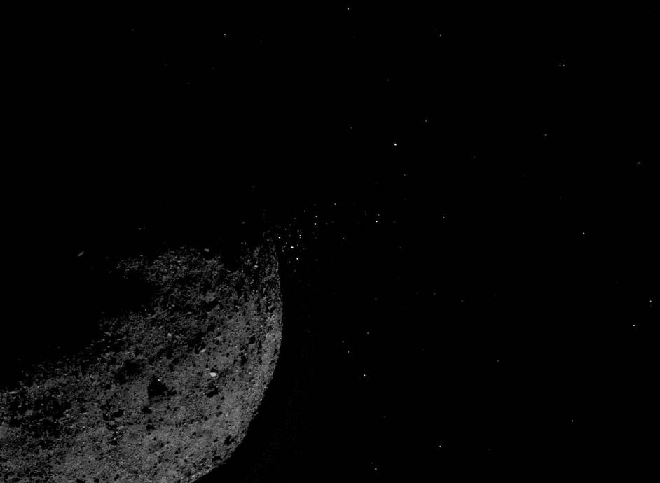 Scientists were surprised to see these particles being ejected from Bennu. During the first part of Orbital B, the spacecraft will investigate the phenomenon. - Image Credits: NASA/Goddard/University of Arizona/Lockheed Martin
