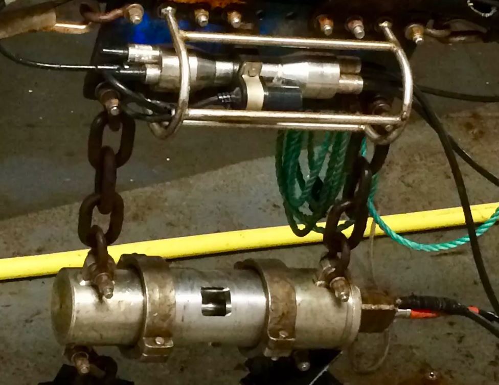 One of the airguns. It has a volume of 180 cubic inches and is about 18 inches long. - Image Credit: Emilie Hooft, CC BY-ND
