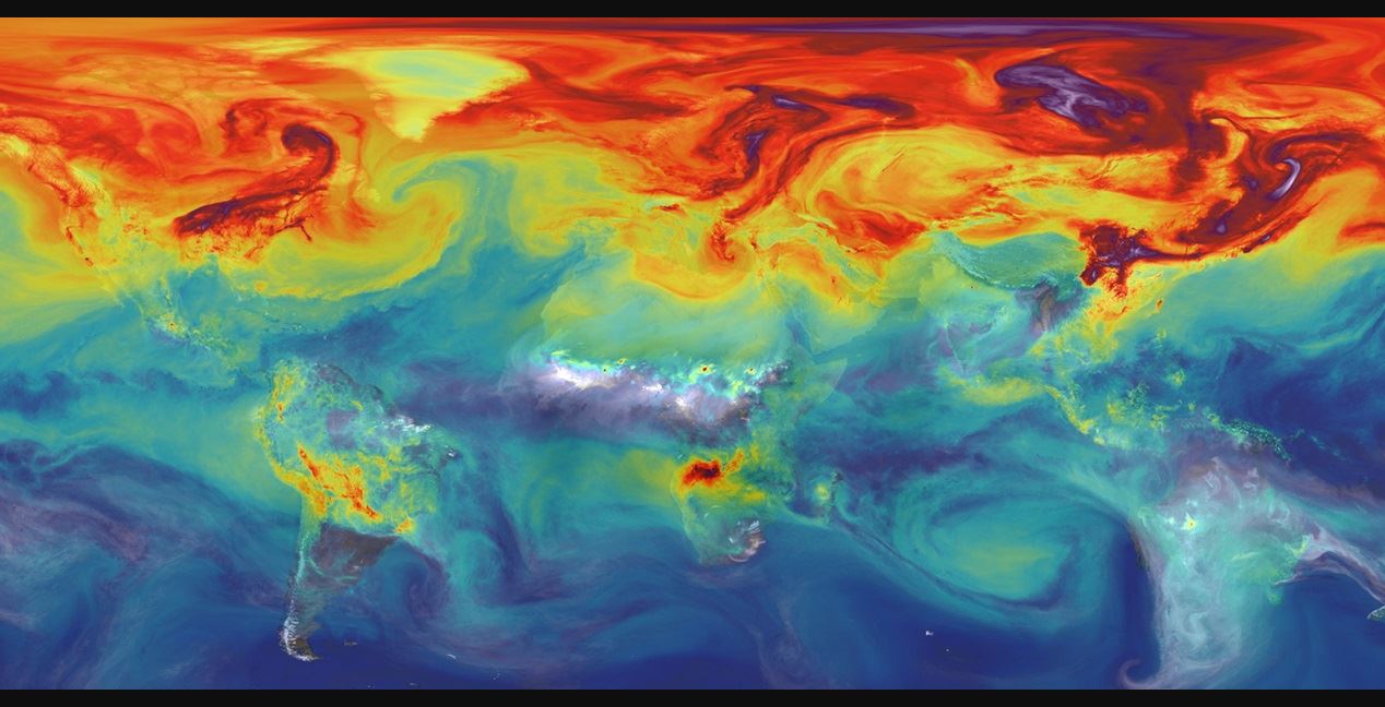 Carbon dioxide in Earth’s atmosphere if half of global-warming emissions are not absorbed. - Image Credits: NASA/GSFC via Wikimedia Commons