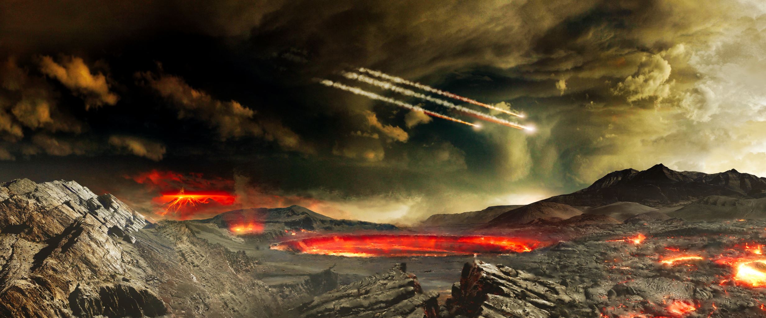 An artist impression of a young earth being bombarded by asteroids - Image Credit: NASA Goddard Space Flight Center via flickr - HDR tune by Universal-Sci