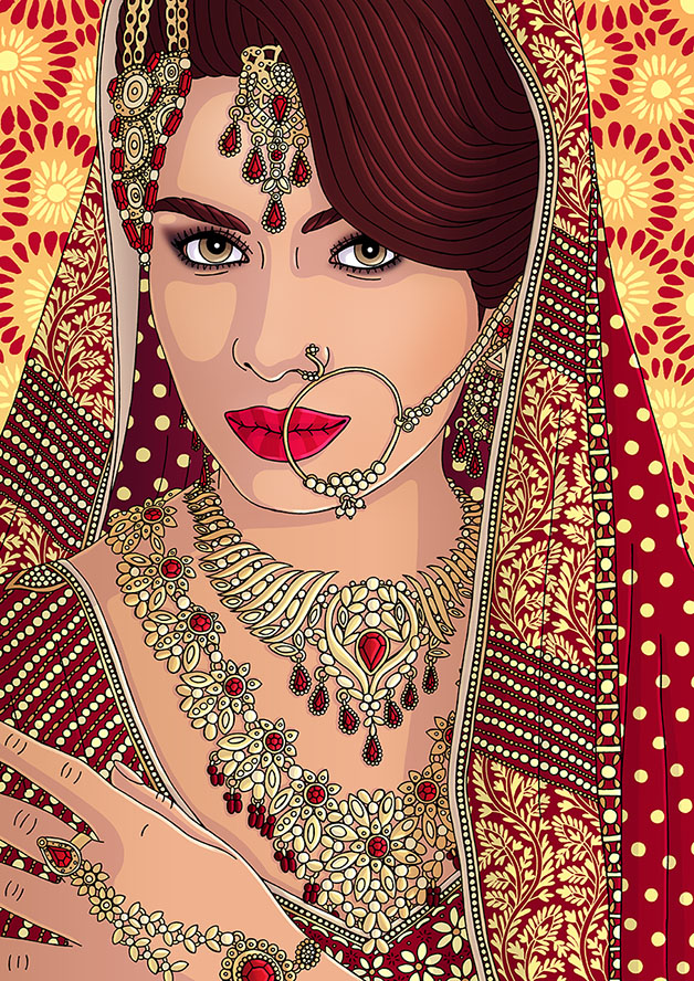 ArtStation  Indian wedding beauty Sketch