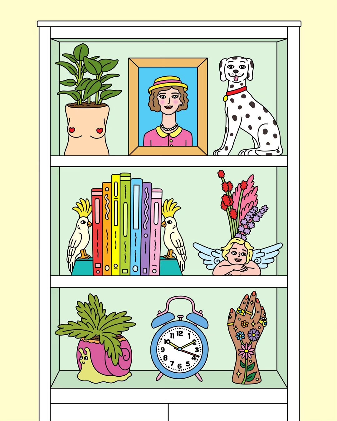 Shelf Styling
.
.
.
#bookshelf #styling #home #lifestyle #decor #plants #animals #woman #body #portrait #art #dalmatian #dog #sculpture #books #birds #angel #flowers #snail #clock #hand #jewellery #illustration #illustrator #artist #colorful #photosh