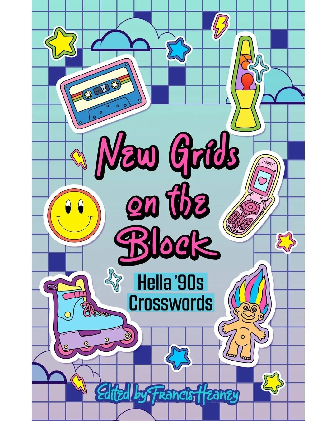 Fun icon illustrations I created for the book cover 'New Grids on the Block: Hella '90s Crosswords' edited by @heaneyf and published by @unionsqandco .
.
.
.
#book #bookcover #icons #stickers #fun #90s #retro #cassette #lamp #smiley #phone #rollerbla